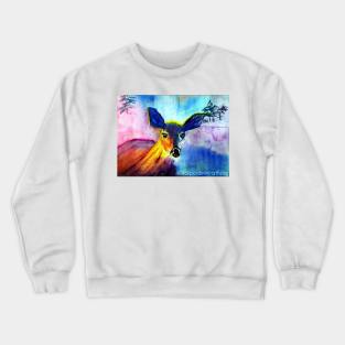 Lone deer in Tundra forest Crewneck Sweatshirt